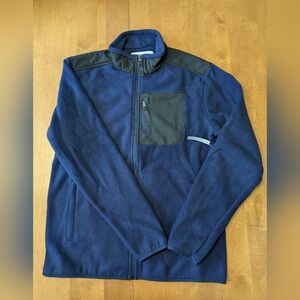 Amazon Essentials Navy Blue Full-Zip Fleece Jacket with Black Accents